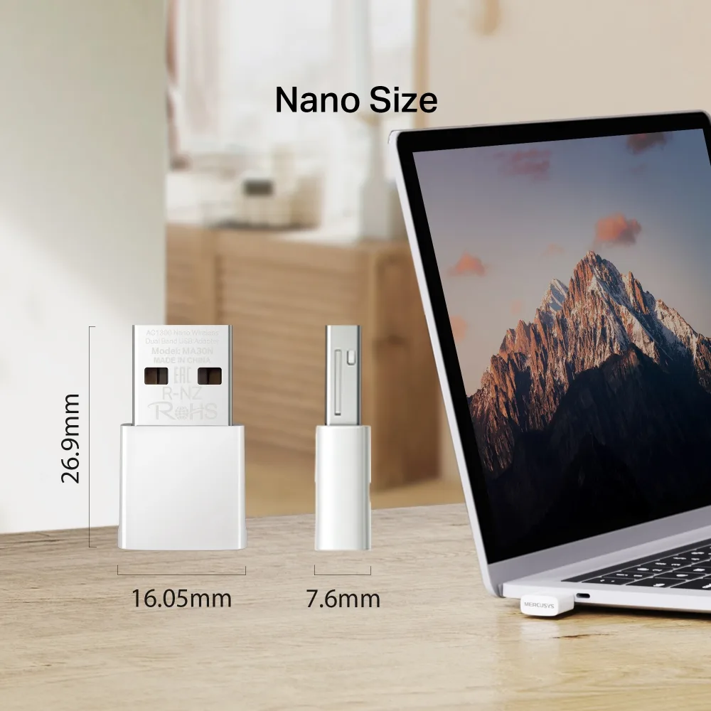 Адаптер WiFi MERCUSYS MA30N AC1300, USB