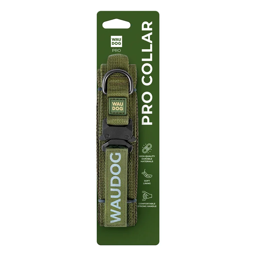 Нашийник WAUDOG PRO XL 50 мм хакі 53-62 см металевий