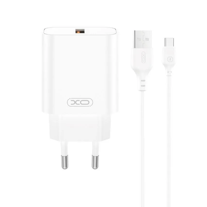 Сетевое зарядное устройство XO 18W USB Type-C 1м Белое