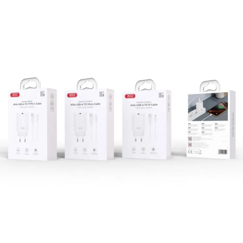 Мережевий зарядний пристрій XO 18W USB Type-C 1м Білий