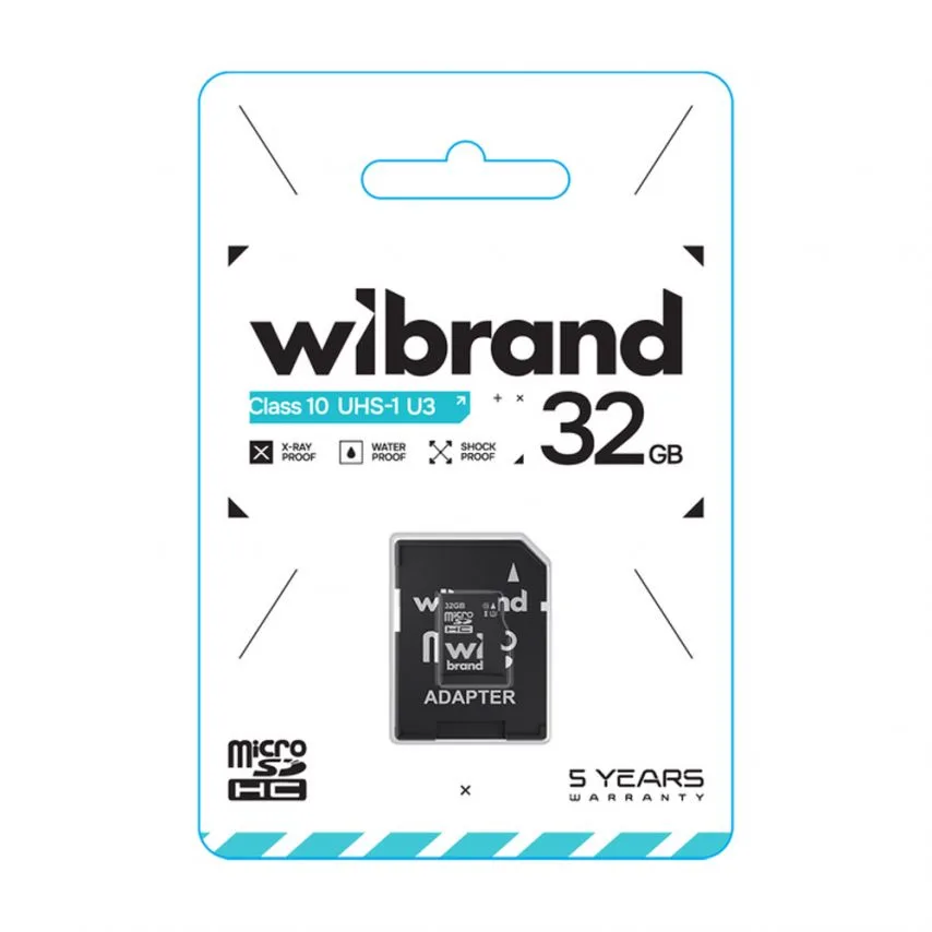 Карта пам'яті Wibrand MicroSDHC 32Гб UHS-I Class 10 з SD-адаптером