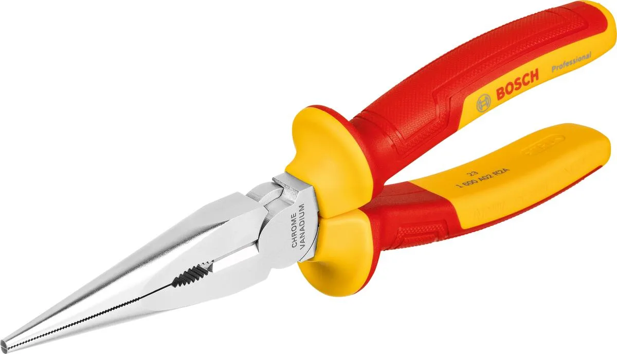 Плоскогубці з довгим носом Bosch Professional VDE 200мм для електромонтажу ізоляція під напругою 1000В