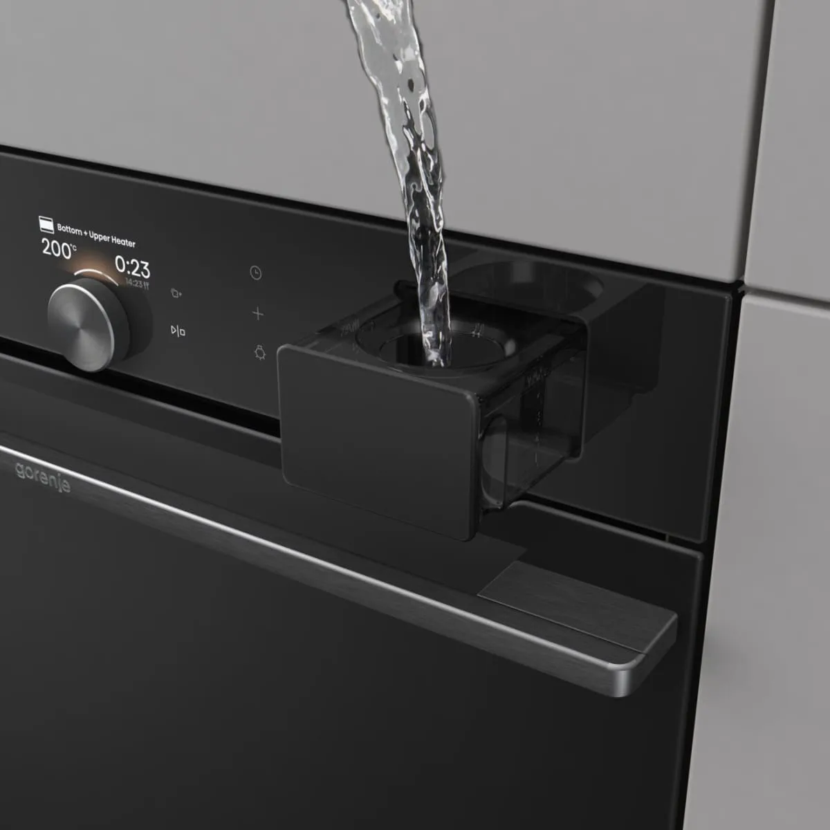 Електрична духова шафа Gorenje, 77 л, клас A+, з Wi-Fi, функцією пароварки, дисплеєм, чорна.