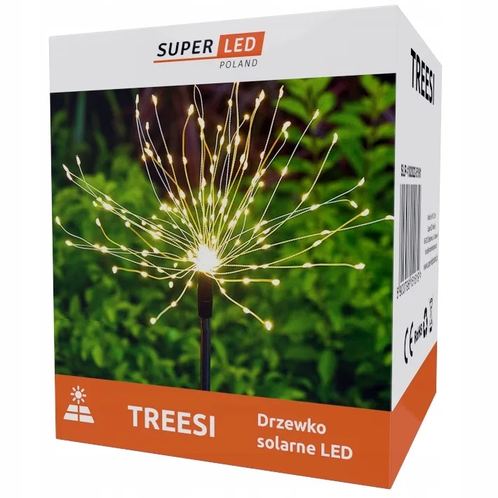 Декоративна сонячна лампа SuperLED пластикова 98 см теплий білий 120 LED