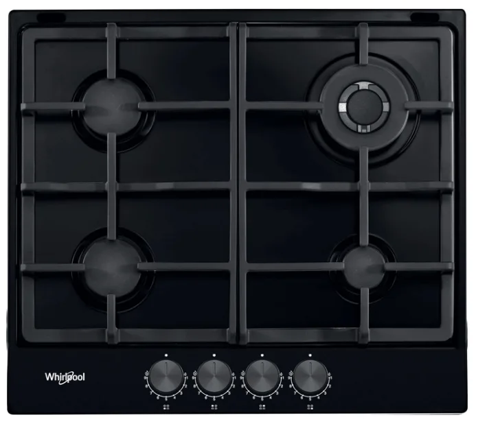 Газова варильна поверхня Whirlpool Емаль 58х3,8х51 см Чорна 4 конфорки