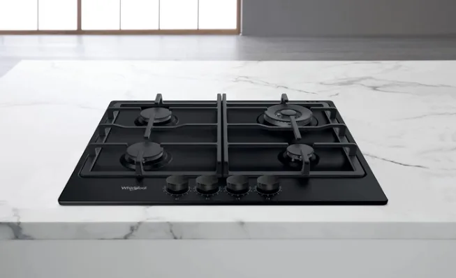 Газова варильна поверхня Whirlpool Емаль 58х3,8х51 см Чорна 4 конфорки
