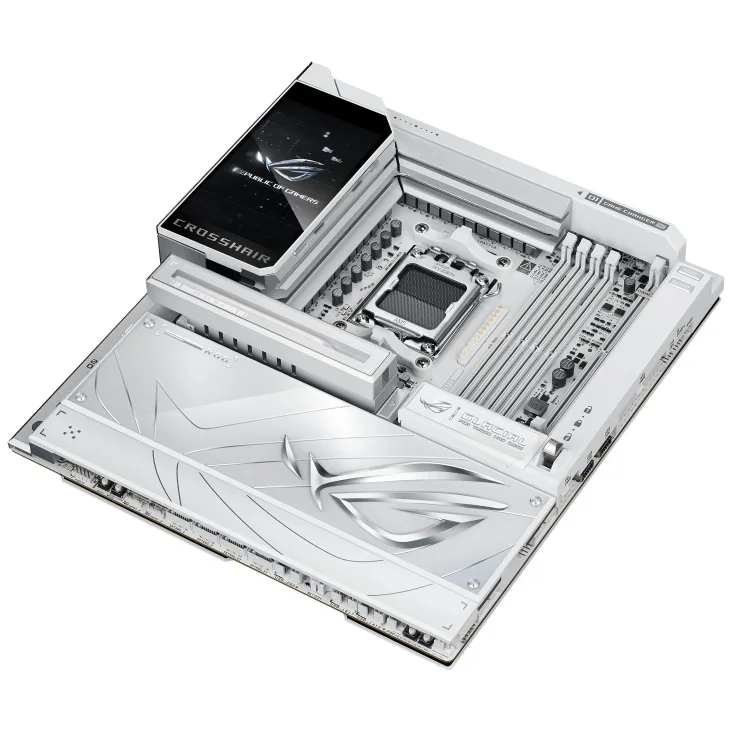 Материнська плата ASUS E-ATX біла AM5 256 ГБ DDR5 Wi-Fi 7 10 Гбіт/с