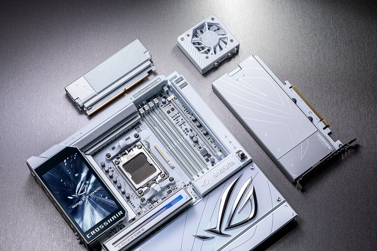 Материнська плата ASUS E-ATX біла AM5 256 ГБ DDR5 Wi-Fi 7 10 Гбіт/с