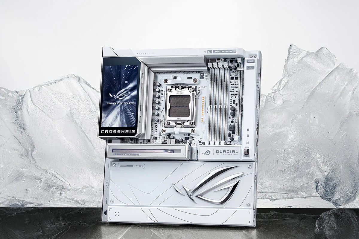 Материнська плата ASUS E-ATX біла AM5 256 ГБ DDR5 Wi-Fi 7 10 Гбіт/с