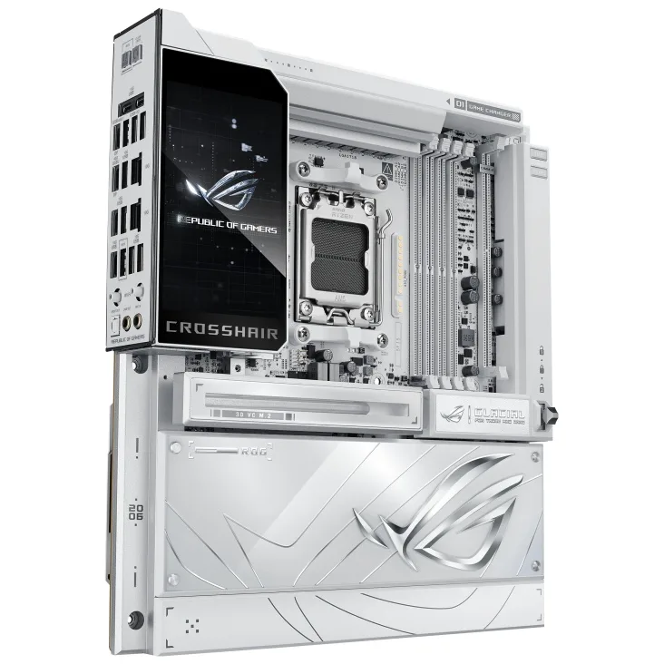 Материнська плата ASUS E-ATX біла AM5 256 ГБ DDR5 Wi-Fi 7 10 Гбіт/с