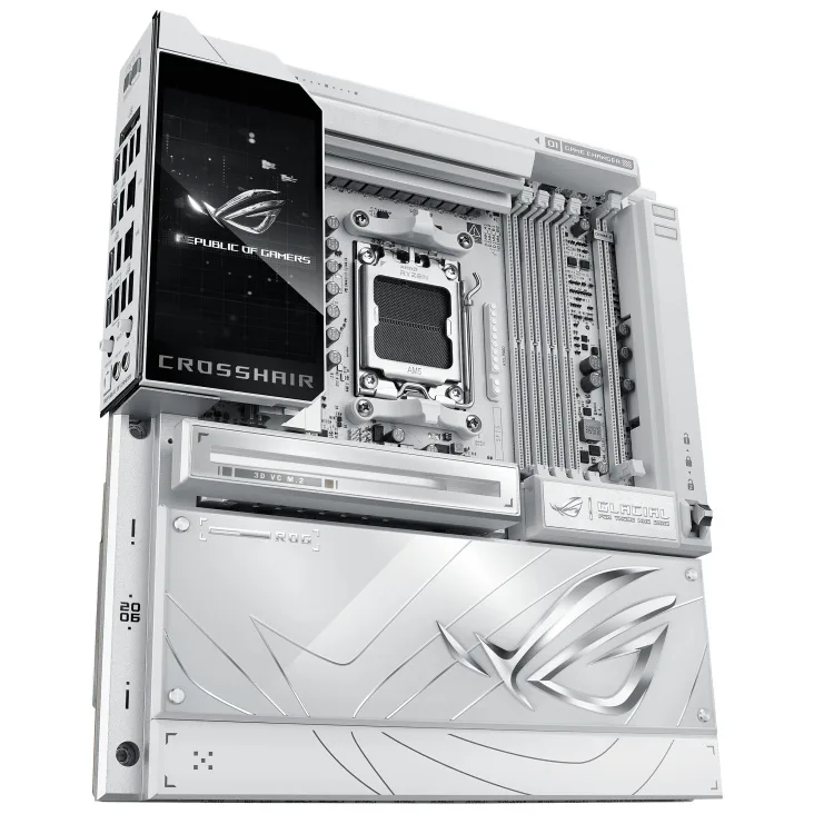 Материнська плата ASUS E-ATX біла AM5 256 ГБ DDR5 Wi-Fi 7 10 Гбіт/с