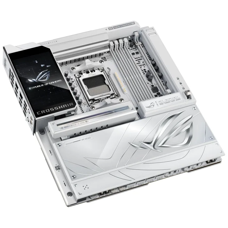 Материнська плата ASUS E-ATX біла AM5 256 ГБ DDR5 Wi-Fi 7 10 Гбіт/с