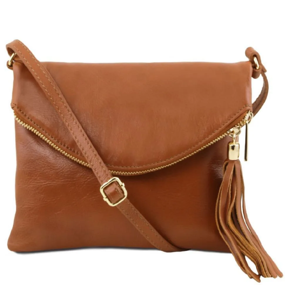 Женская сумка Tuscany Leather кожаная коньячная с двумя отделениями и плечевым ремнем сумочка для повседневного использования