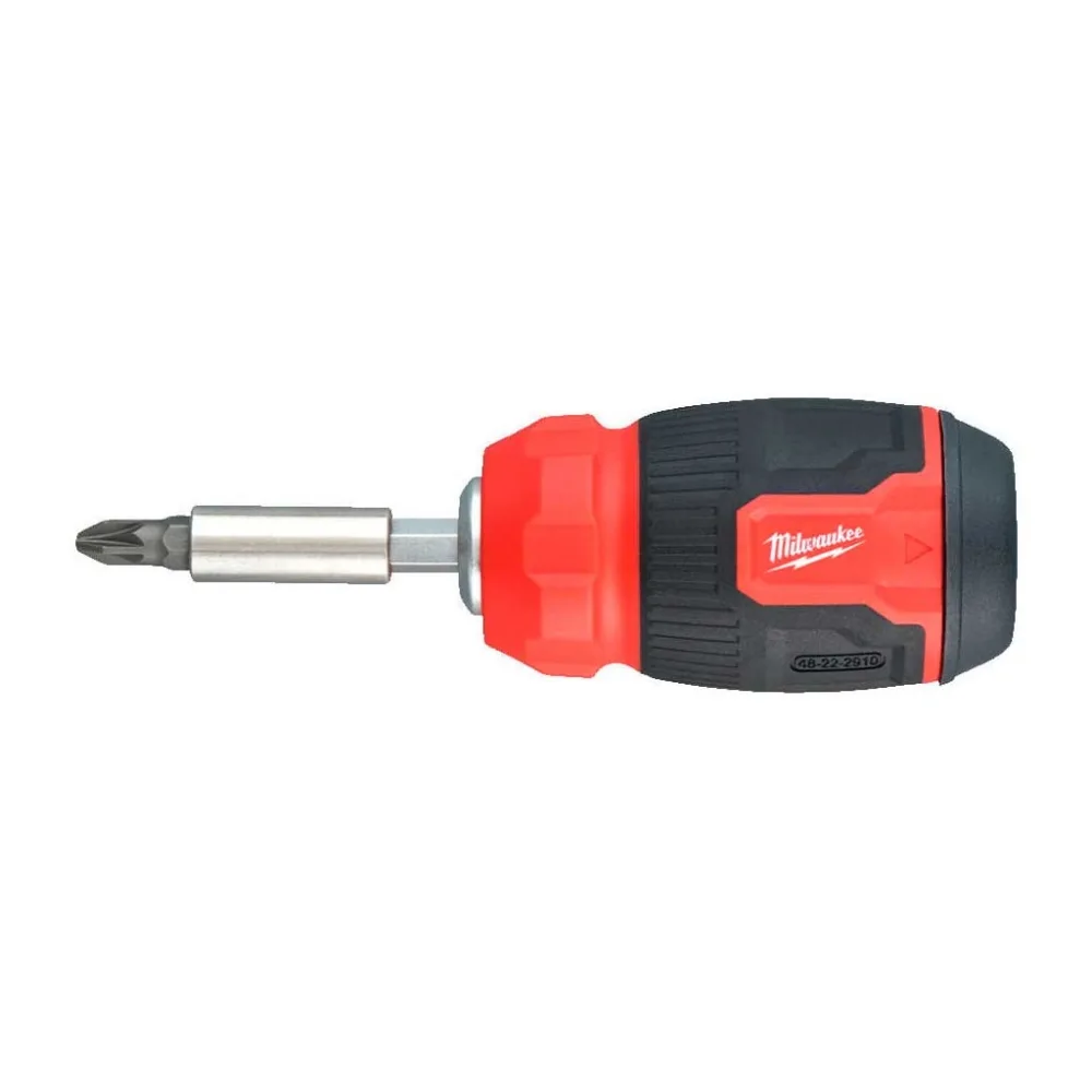 Викрутка Milwaukee 8 насадок двокомпонентна рукоятка PH1 PH2 PZ1 PZ2 T15 SL 0,6x4,5 SL 1,2x6,5 мм