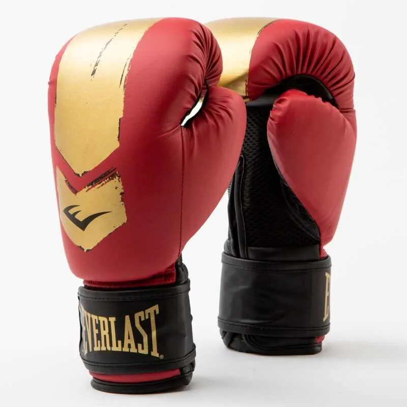 Боксерські рукавиці Everlast синтетична шкіра 8 унцій червоні золоті для дітей