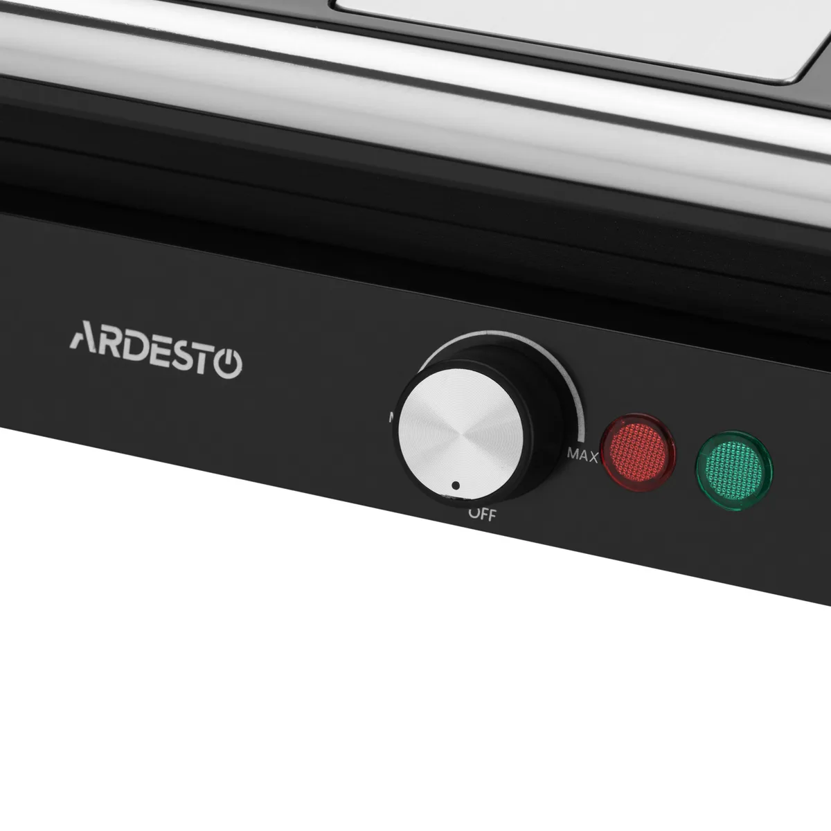 Гриль ARDESTO с прижимом 1800Вт, с возможностью открытия на 180°, черный с серебристыми элементами