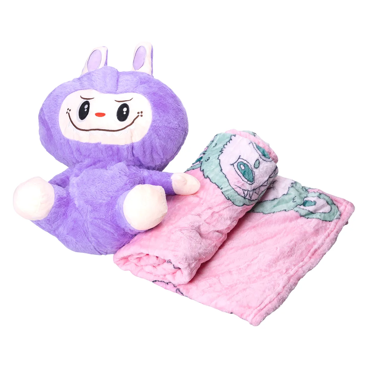 Мягкая игрушка плед подушка 3 в 1 50 см Фиолетовый Плюш