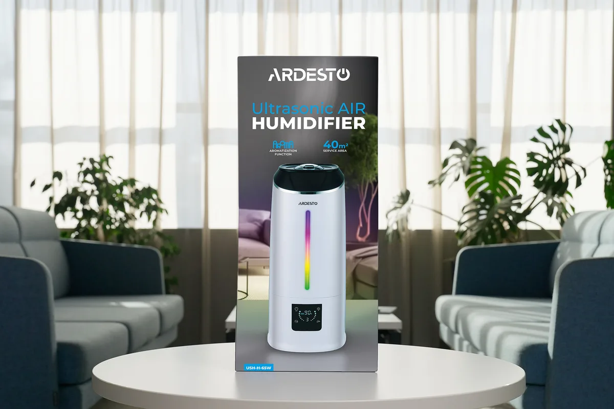 Зволожувач повітря ARDESTO ультразвуковий, для приміщень до 40 м2, об'єм 6.5 л, продуктивність 390 мл/г, електронне керування, пул