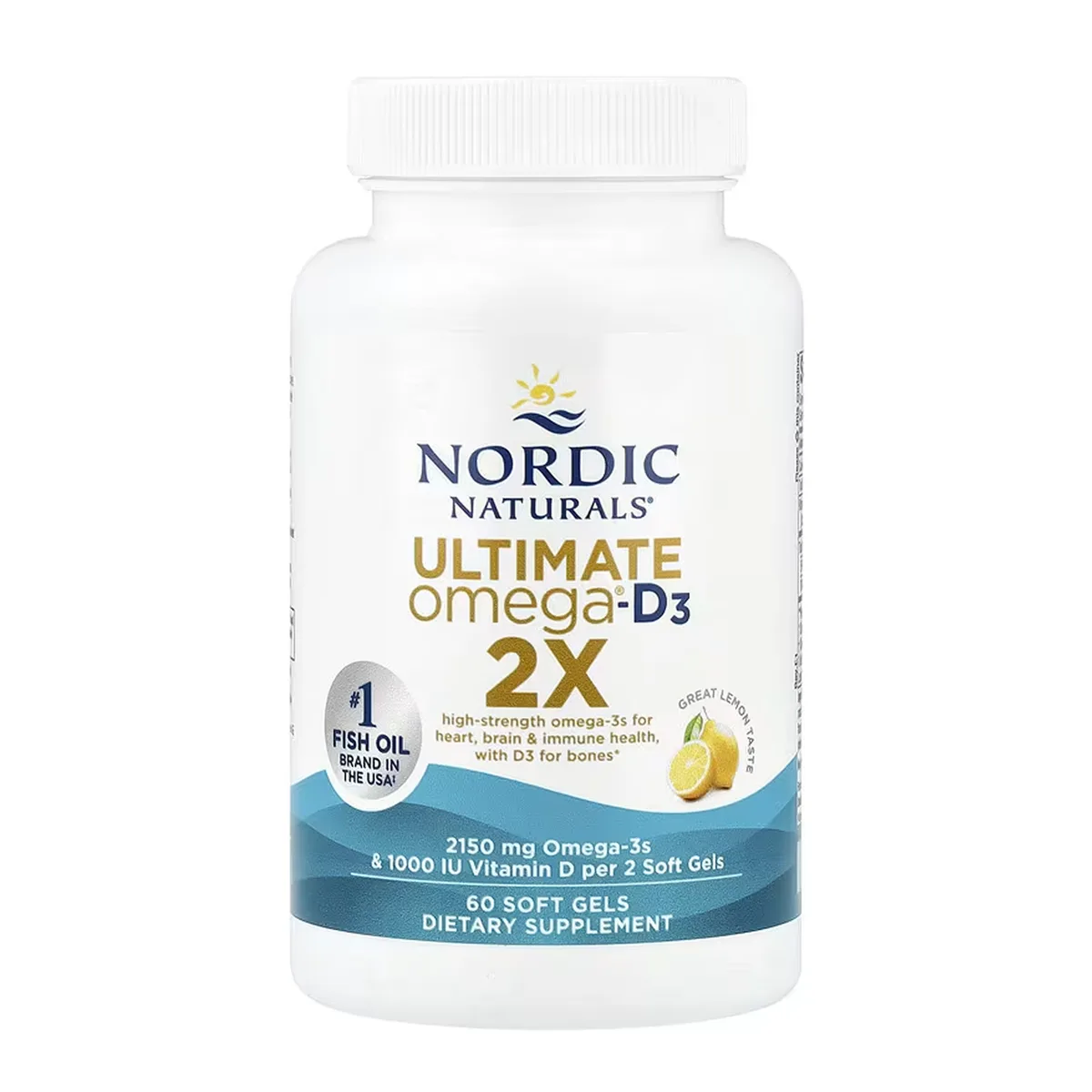 Ultimate Omega 2X D3 Nordic Naturals рыбный жир 60 мягких капсул 2150 мг Омега-3 1000 МЕ D3