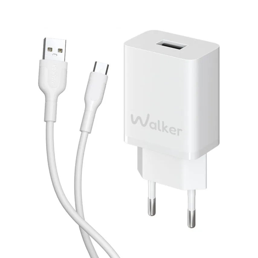 Мережевий зарядний пристрій 12W WALKER ABS 57х37х22 мм Білий