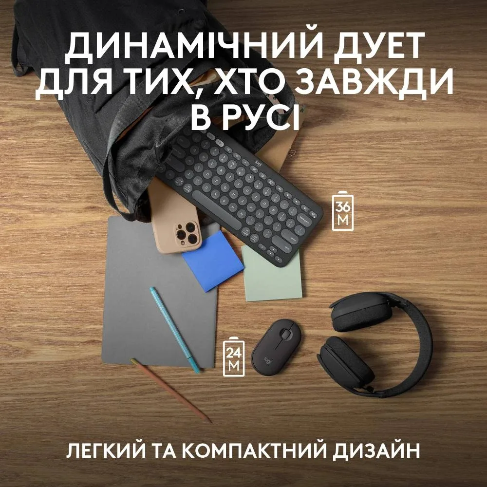 IT набор Logitech Клавиатура и мышь пластик 124х59х107 мм Серый