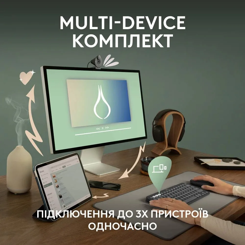 IT набор Logitech Клавиатура и мышь пластик 124х59х107 мм Серый