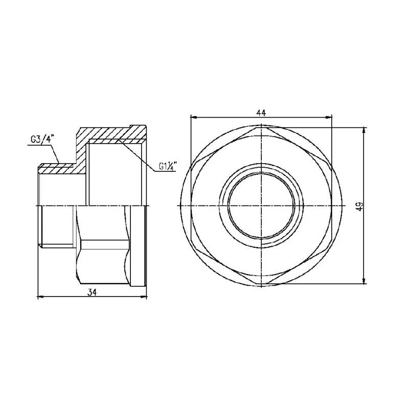 Переходник Thermo Alliance Forte 1 1/4"x3/4" латунь никелированная