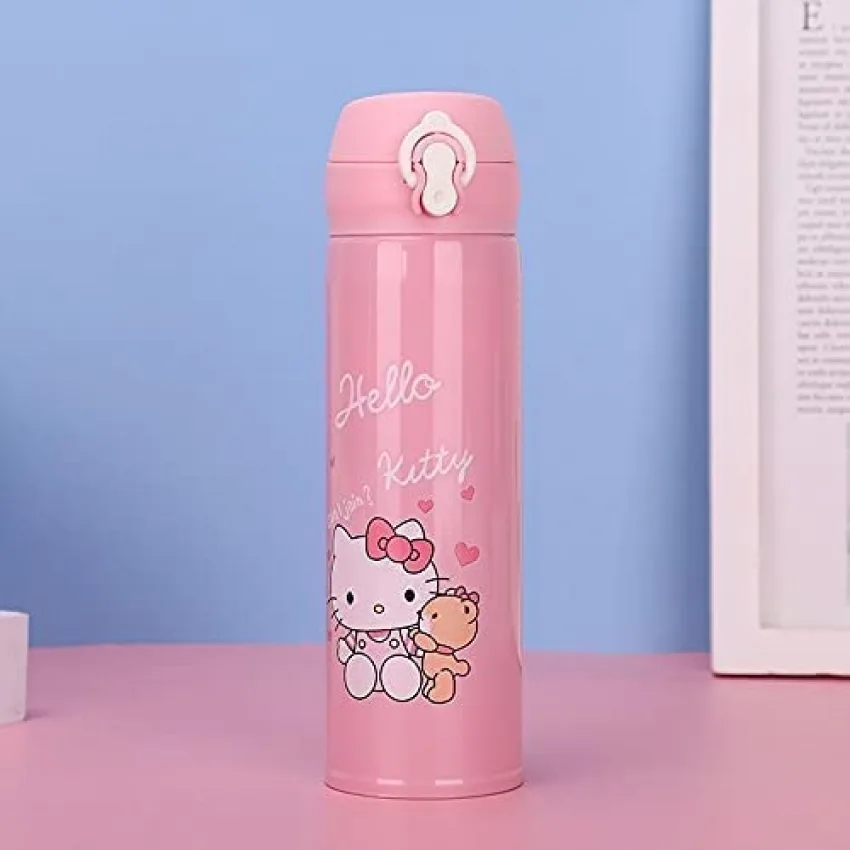 Термос з клапаном і поїлкою 500 мл 22х6 см пластик рожевий Hello Kitty