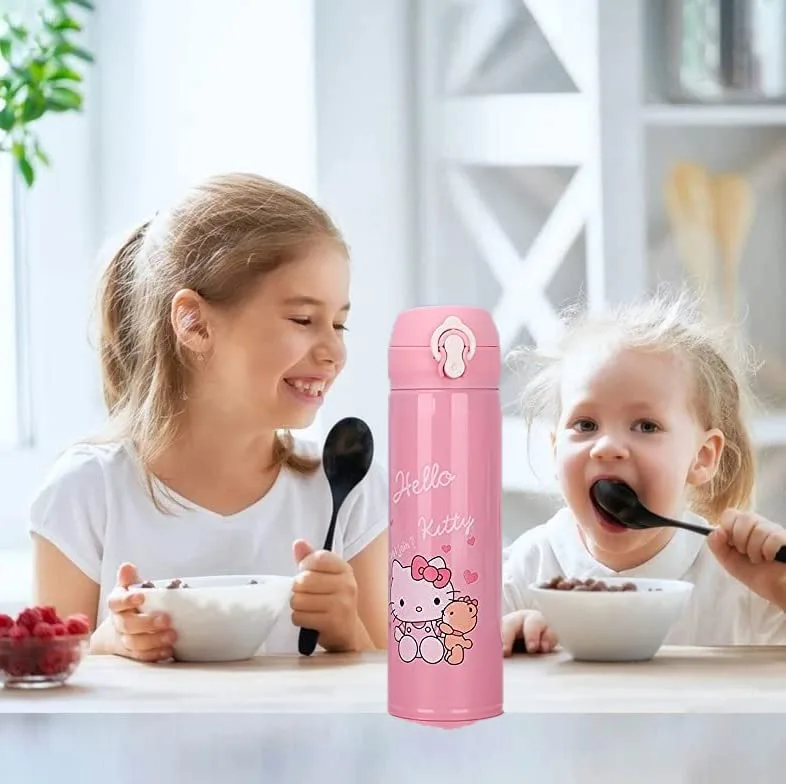 Термос з клапаном і поїлкою 500 мл 22х6 см пластик рожевий Hello Kitty