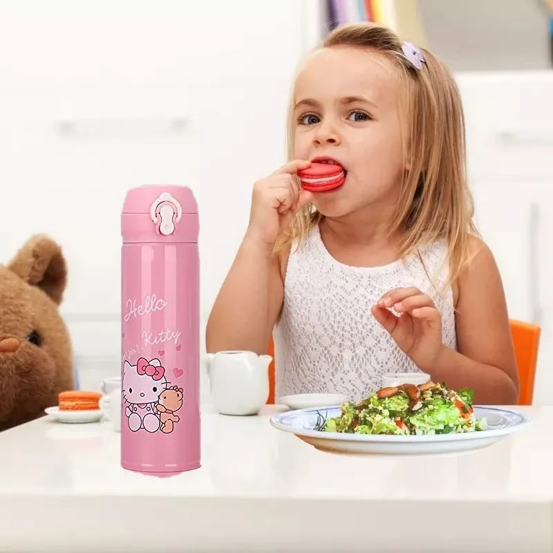 Термос з клапаном і поїлкою 500 мл 22х6 см пластик рожевий Hello Kitty