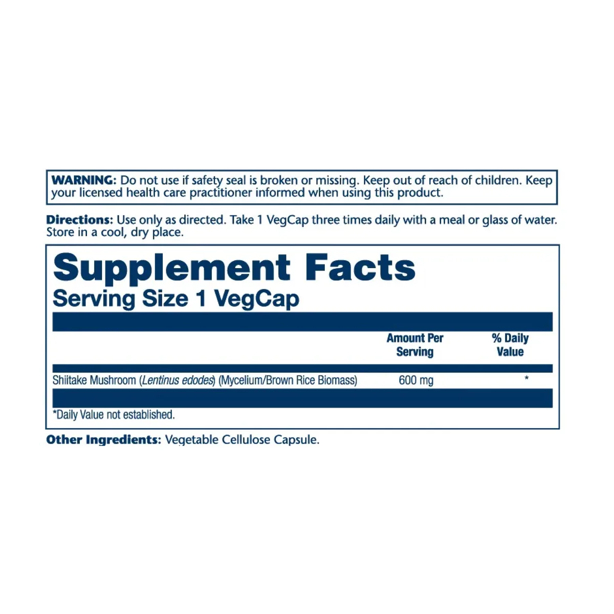 Шиитаке грибы Solaray 600mg 100 капсул