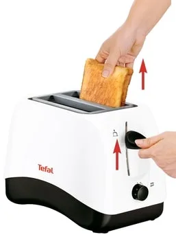 Тостер Tefal Delfini 850Вт, пластиковий, біло-чорний.
