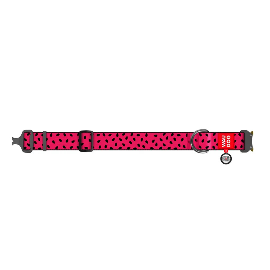 Нашийник WAUDOG Nylon XXL 35 мм 46-70 см нейлоновий Кавун з QR паспортом
