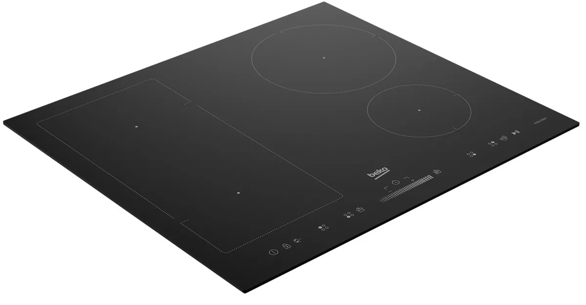 Індукційна варильна панель Beko, 60 см, з розширеною зоною, чорного кольору.