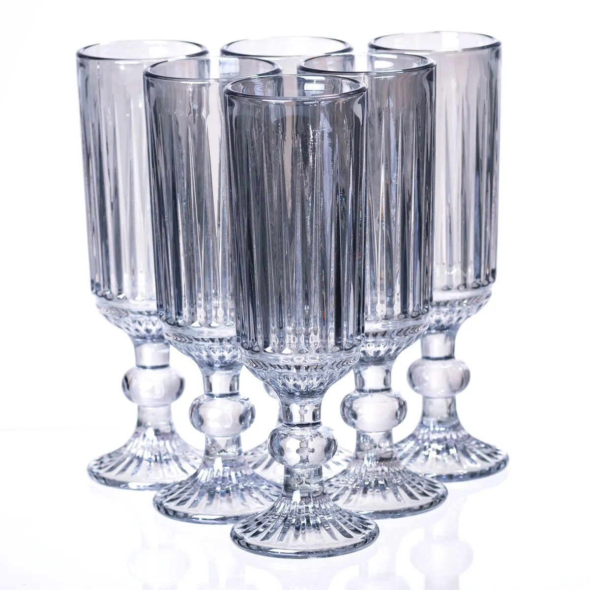 Набір келихів для шампанського 6 штук 160 мл Скло Блакитний 18 см