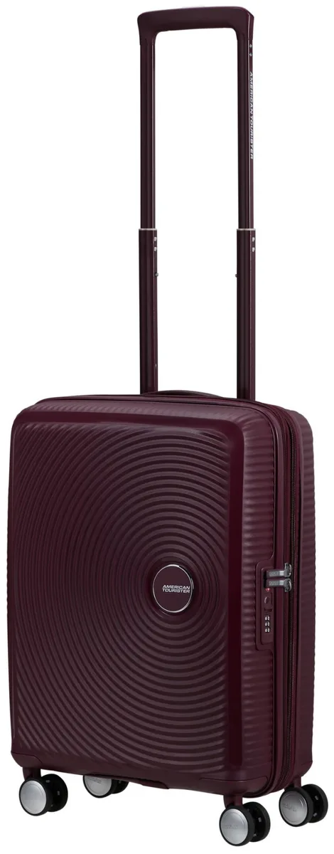 Вализа American Tourister, Soundbox, полипропилен, малая, 55 см, 35.5/41 л, TSA, 4 колеса, EXP, бордовая.