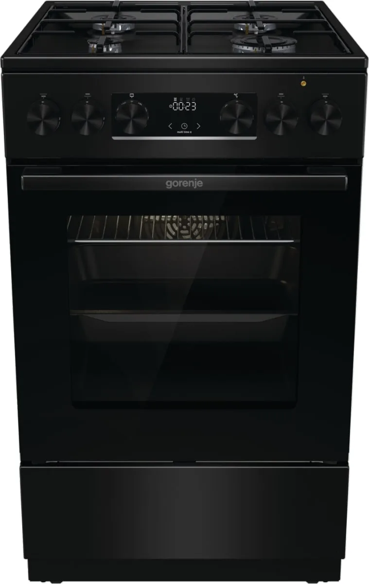 Плита Gorenje комбінована 62л 50х60см чорна емальована з дисплеєм IconLed