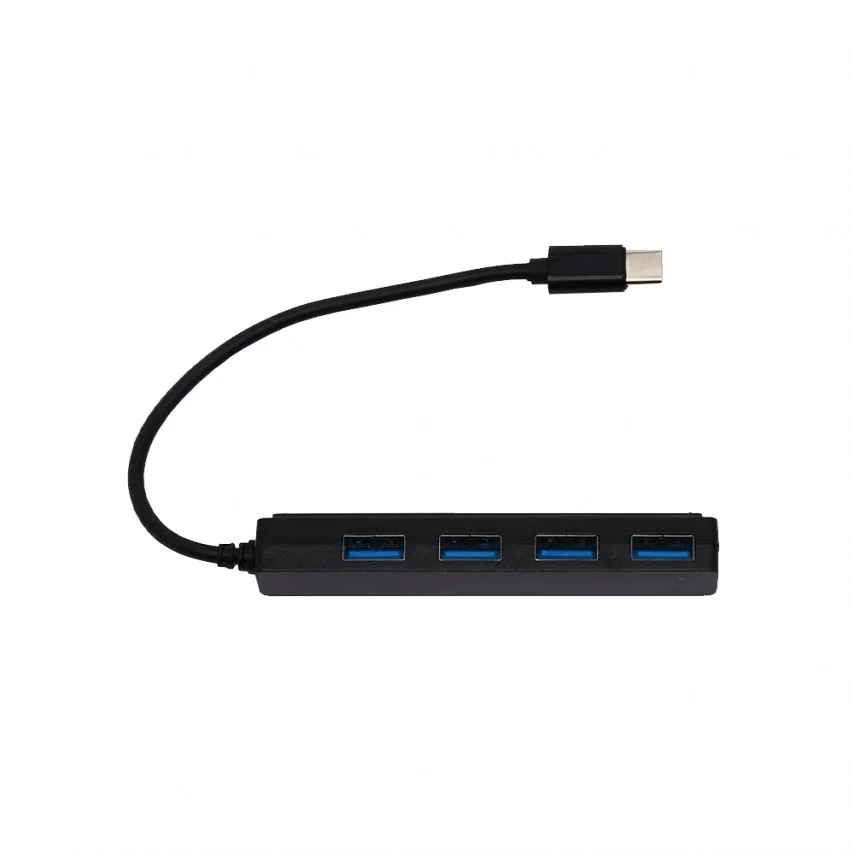Перехідник USB-хаб 4в1 Type-C пластик чорний