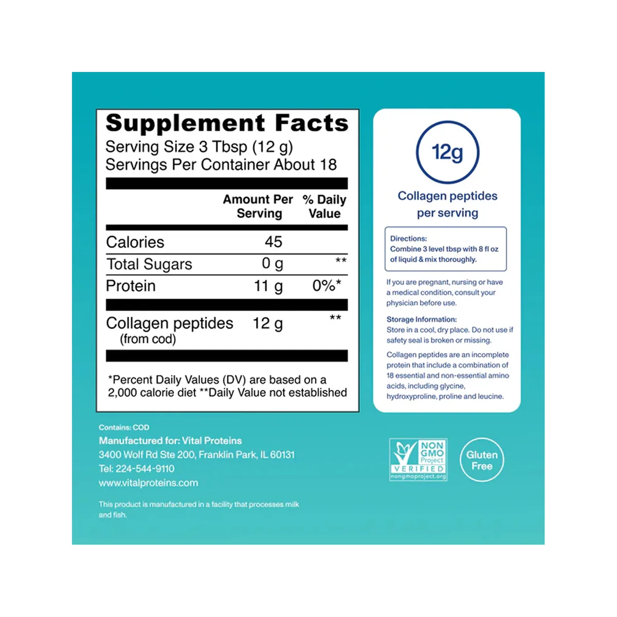 Морський колаген Vital Proteins Треска 221 г Безсмаковий