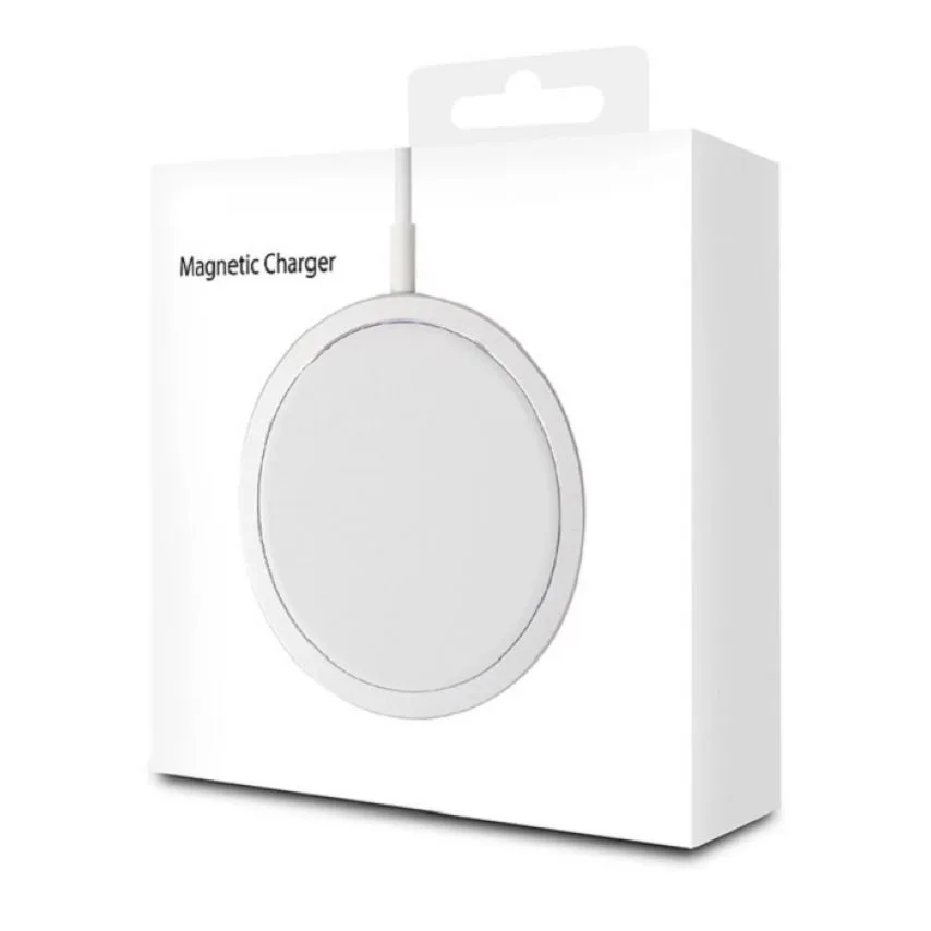 Беспроводное зарядное устройство MagSafe для Apple 15W металл пластик белый
