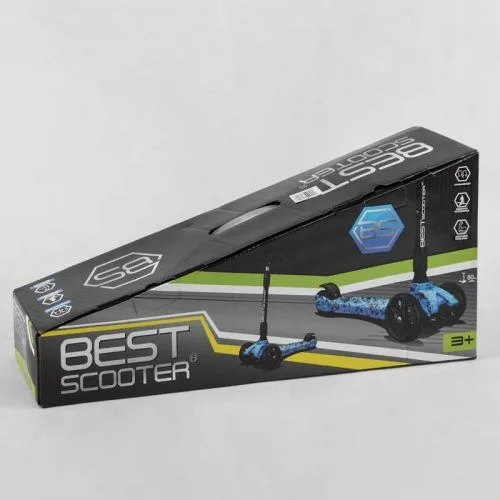 Трехколесный самокат Best Scooter с алюминиевым рулем и светящимися PU колесами для детей и подростков.