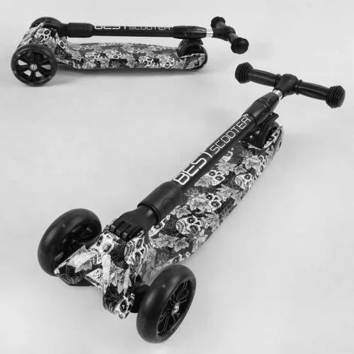 Трехколесный самокат Best Scooter с алюминиевым рулем и светящимися PU колесами для детей и подростков.