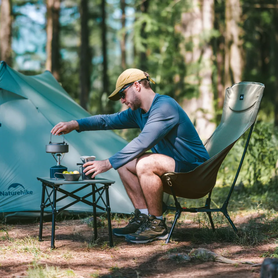 Стілець складаний алюмінієвий L оливковий Naturehike 2 кг тканина Оксфорд 600D