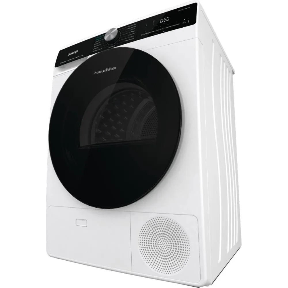Сушильна машина Gorenje з тепловим насосом, 9 кг, клас енергоефективності A++, 60 см, з дисплеєм, 15 програмами, підсвічуванням ба