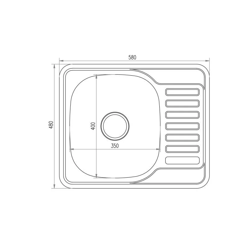 Кухонна мийка Brinex 5848 0,8 мм нержавіюча сталь 610х500х480 мм Satin