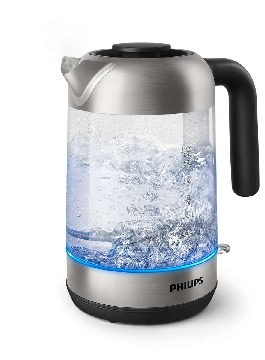 Электрический чайник Philips серии 5000, 17 литра, стеклянный, черный с серебристыми элементами