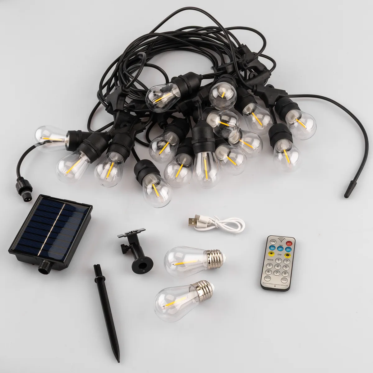 Світлодіодна сонячна гірлянда LumiLED 10м чорна 15 LED лампочок тепле світло 2700K