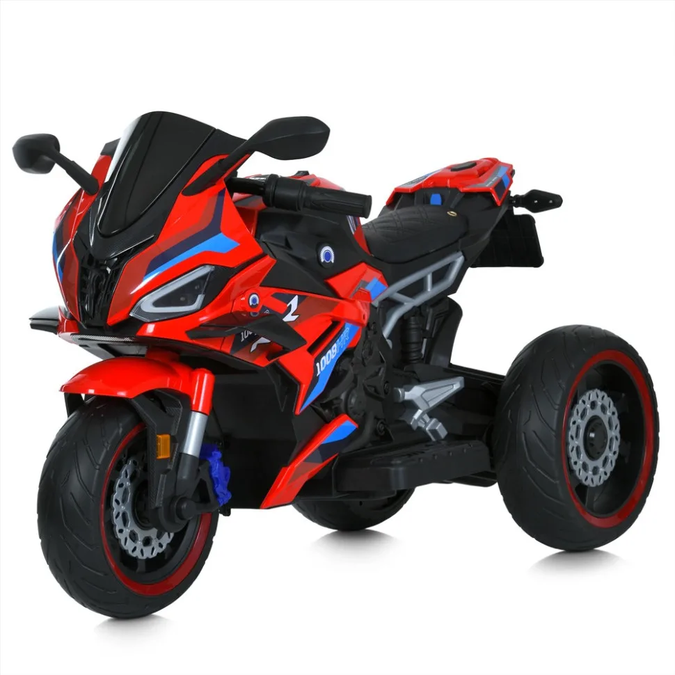 Дитячий електромобіль мотоцикл Bambi Racer екокожа 118х59х72 см чорний