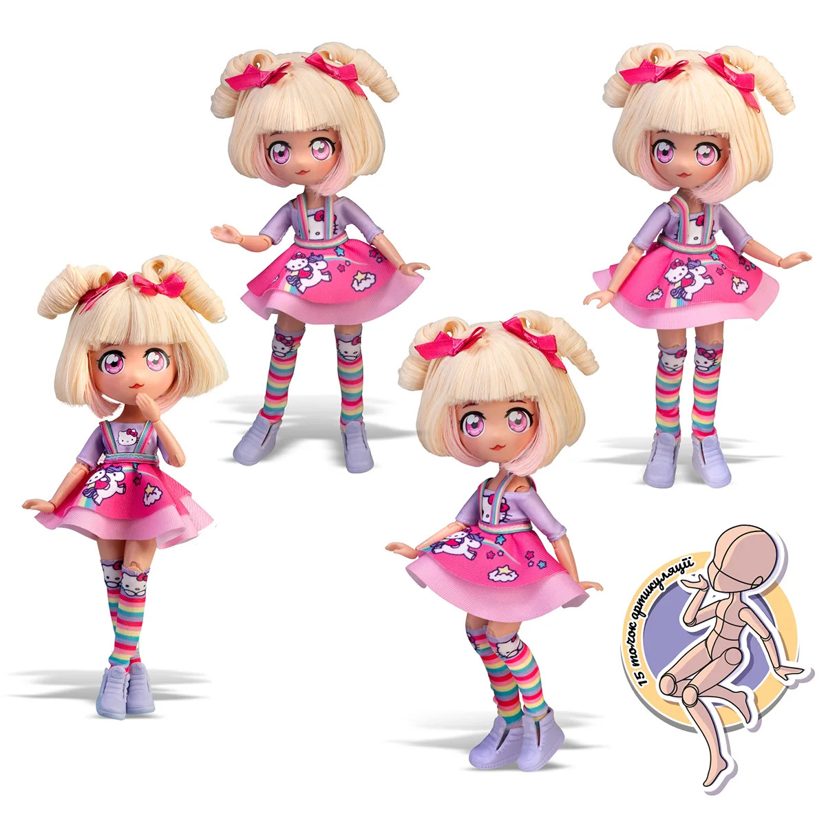 Лялька 4SF Manga Dolls комбіновані матеріали 19,5 см рожевий