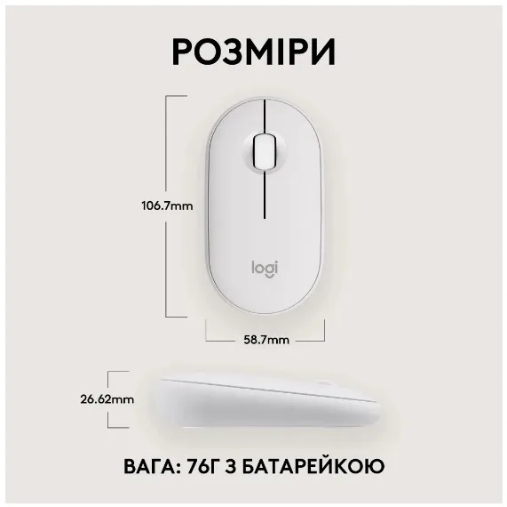 Миша Logitech оптична Bluetooth маленька біла